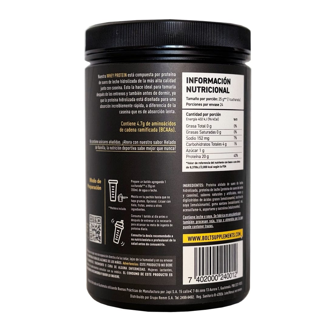 Whey Protein Bolt Helado de Vainilla 700gr - Imagen 2