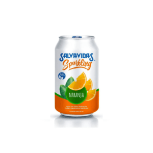 Agua con Gas Saborizada de Naranja Salvavidas Lata 355ml