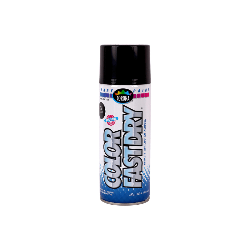 Pintura Negra en Aerosol Corona Color Fast Dry 250g