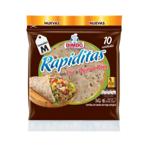 Tortillas de Harina Integrales con Chía y Quinua Roja Medianas Rapiditas Bimbo 10uds 250gr