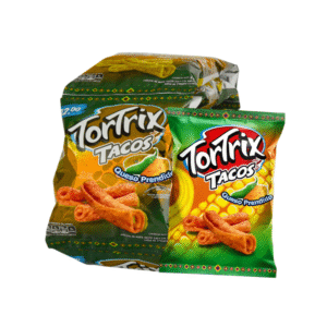 Boquitas Picantes de Queso Tortrix Tacos Queso Prendido 35gr Tira 12uds